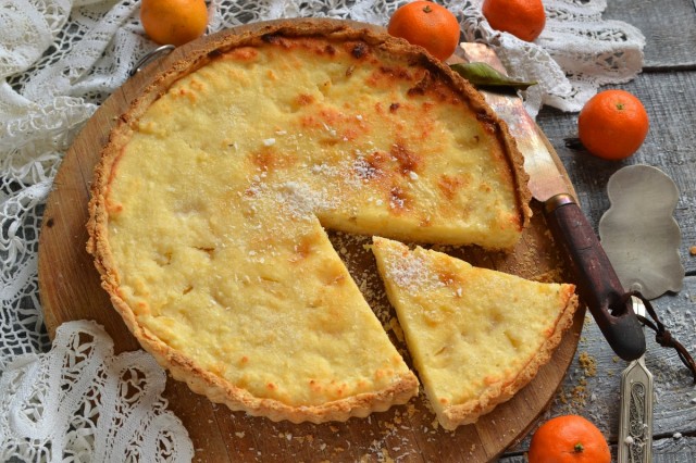 Песочный пирог с творогом, ананасом и кокосом Песочный пирог с творогом, ананасом и кокосом