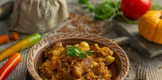 Гречка по-купечески с мясом и тыквой