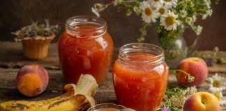 Персиковый джем с бананами — быстрый джем с пектином