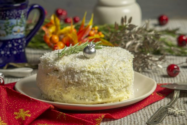 Новогодний торт «Снежный» — простой и вкусный