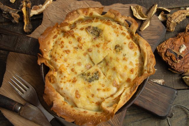 Ленивая кулебяка с блинами