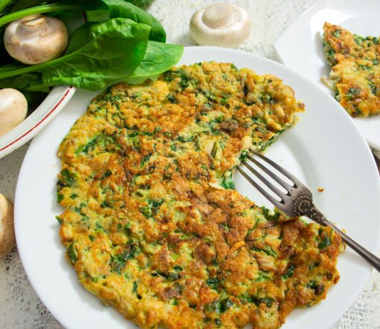 Овсяноблин с грибами и шпинатом - Основные блюда и гарниры Овсяноблин с грибами и шпинатом