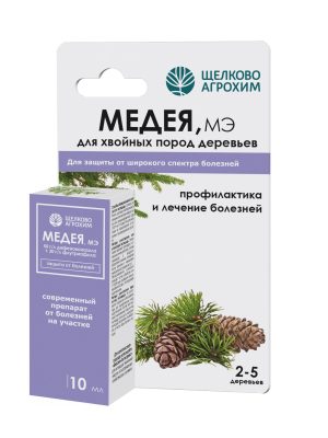И для профилактических, и для лечебных обработок предназначен системный фунгицид МЕДЕЯ, МЭ для хвойных пород АО «Щёлково Агрохим».
