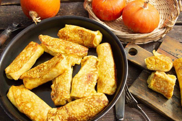 Фаршированные блины с тыквой и рисом Фаршированные блины с тыквой и рисом