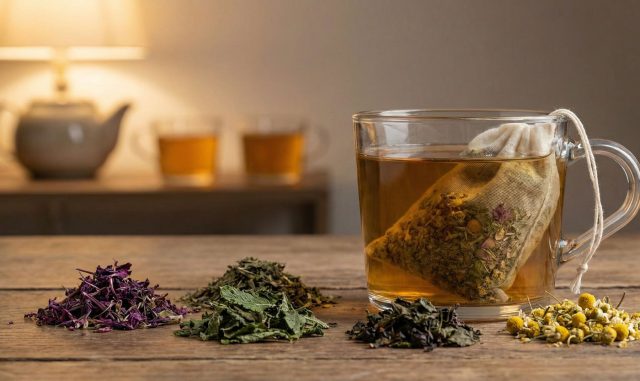 «Для ровного дня». Иван-чай, мята, лист смородины и ромашка мягко балансируют нервную систему, поддерживают тонус и убирают лишнее напряжение, создавая спокойное, ровное состояние в течение дня.