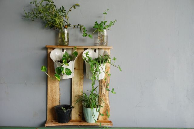 Есть и варианты попроще, чем возиться с поддоном. Можно использовать специальные подвесные стойки. Эффект не такой же красивый и оригинальный, но свою задачу выполняет. Есть и варианты попроще, чем возиться с поддоном. Можно использовать специальные подвесные стойки. Эффект не такой же красивый и оригинальный, но свою задачу выполняет.