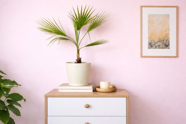 Вашингтония — одна из немногих пальм, подходящих для выращивания из семян в квартире. Со временем она формирует крупные веерные листья и становится эффектным напольным растением.