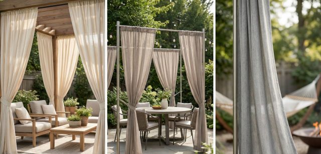 Текстиль придает саду мягкость и интерьерный уют. Уличные шторы — самый быстрый способ защититься от солнца и взглядов. Они позволяют за секунду превратить открытую перголу в закрытый «кабинет» или приватную обеденную зону. Текстиль придает саду мягкость и интерьерный уют. Уличные шторы — самый быстрый способ защититься от солнца и взглядов. Они позволяют за секунду превратить открытую перголу в закрытый «кабинет» или приватную обеденную зону.