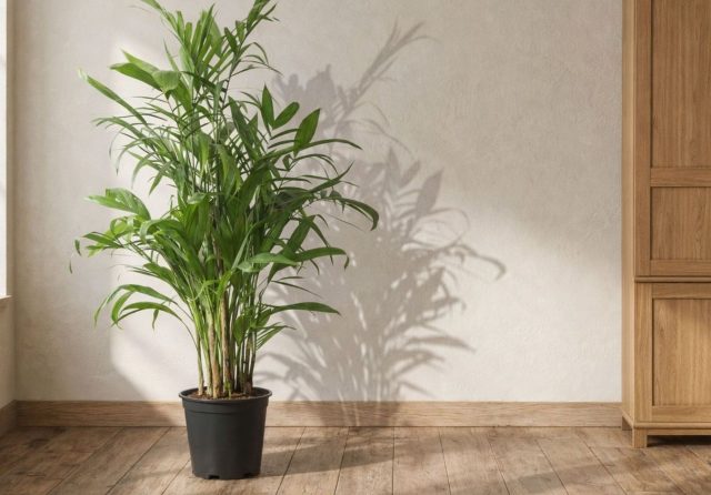 Хамедорея Зейфрица формирует более густую и насыщенную зелёную массу, чем её изящная родственница, и за счёт множества стволиков выглядит как плотная живая стена.