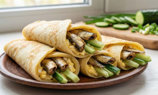 Копченый аромат шпрот вызывает ностальгию, а свежий огурец отвечает за сочность и хруст. Яичная паста работает как мягкая «подушка», смягчая яркий рыбный вкус и делая блюдо гораздо нежнее привычного бутерброда. Копченый аромат шпрот вызывает ностальгию, а свежий огурец отвечает за сочность и хруст. Яичная паста работает как мягкая «подушка», смягчая яркий рыбный вкус и делая блюдо гораздо нежнее привычного бутерброда.