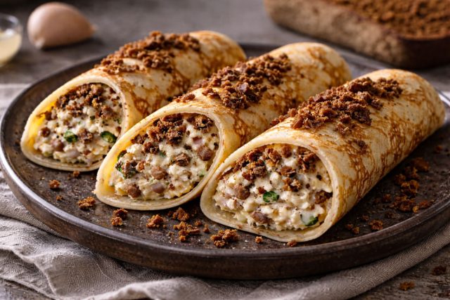 Калорийная начинка с кремовой текстурой перемолотого сала, которую пронзает острота чеснока. Крошки бородинского хлеба не только для вкуса — они приятно похрустывают на зубах, создавая интересную игру текстур. Калорийная начинка с кремовой текстурой перемолотого сала, которую пронзает острота чеснока. Крошки бородинского хлеба не только для вкуса — они приятно похрустывают на зубах, создавая интересную игру текстур.