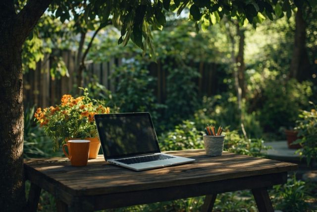 Садовый «офис» позволяет работать буквально на природе, но с привычным комфортом: тепло, свет, надежные дорожки и полная страховка от отключения электричества благодаря генераторам