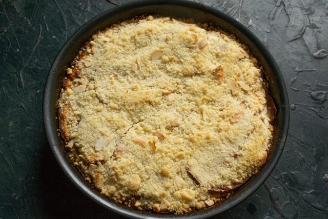 Возвращаем форму в духовку еще на 15 минут до образования румяной корочки. Остужаем пирог в форме перед нарезкой, чтобы он хорошо держал форму при подаче. Возвращаем форму в духовку еще на 15 минут до образования румяной корочки. Остужаем пирог в форме перед нарезкой, чтобы он хорошо держал форму при подаче.