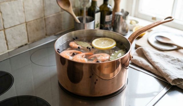 Креветки, сваренные с лимоном, лавровым листом и солью, получаются упругими и свежими по вкусу: цитрус убирает лишний запах заморозки и подчеркивает естественную сладость морепродуктов. Креветки, сваренные с лимоном, лавровым листом и солью, получаются упругими и свежими по вкусу: цитрус убирает лишний запах заморозки и подчеркивает естественную сладость морепродуктов.