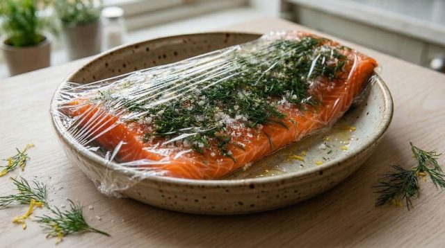 Домашний гравлакс с лимонной цедрой и укропом — это не про тяжёлую солёность, а про чистый вкус лосося: нежная текстура, легкий цитрусовый аромат и очень Домашний гравлакс с лимонной цедрой и укропом — это не про тяжёлую солёность, а про чистый вкус лосося: нежная текстура, легкий цитрусовый аромат и очень аккуратный баланс соли и сахара.