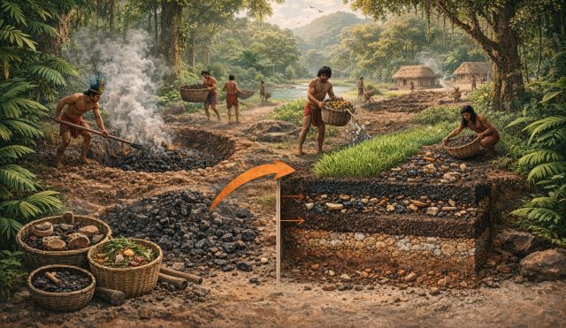 Индейцы Амазонии превращали бедные рыжие почвы в плодородную terra preta, добавляя древесный уголь, органику и черепки. Такая смесь удерживает влагу и питание — и остаётся продуктивной сотни лет. Индейцы Амазонии превращали бедные рыжие почвы в плодородную terra preta, добавляя древесный уголь, органику и черепки. Такая смесь удерживает влагу и питание — и остаётся продуктивной сотни лет.