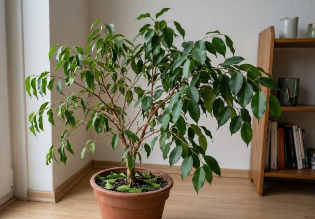 Весеннее проветривание полезно для комнаты, но не для фикуса, стоящего у окна. Холодный поток воздуха и резкие перепады температуры вызывают локальный стресс, из-за которого листья быстро опадают с одной стороны кроны.