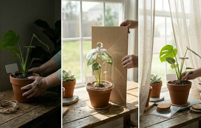 Притенение растений в горшках