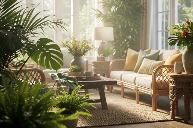 9 правил, которым следуют при оформлении гостиной растениями