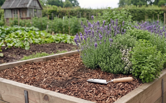 Для защиты от муравьев высадите на грядке плотную группу ароматных трав (лаванду, тимьян или майоран). Одиночное растение не поможет — нужен сильный, концентрированный запах