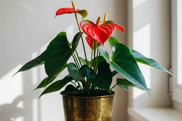 Оптимизация освещения Размещение антуриума на светлом подоконнике с рассеянным светом