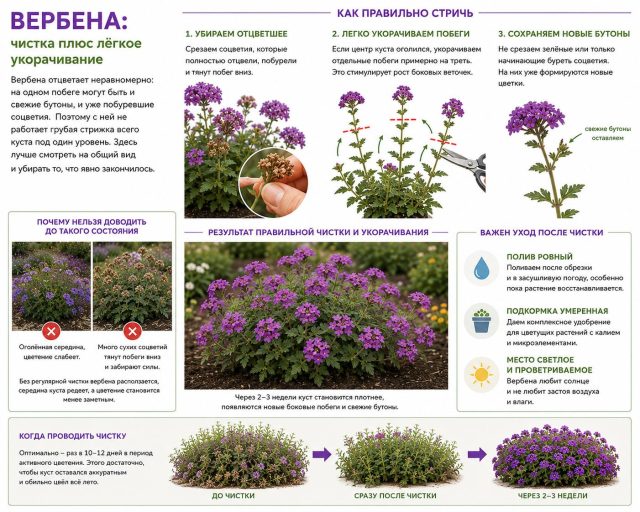 Схема обрезки вербены Схема обрезки вербены