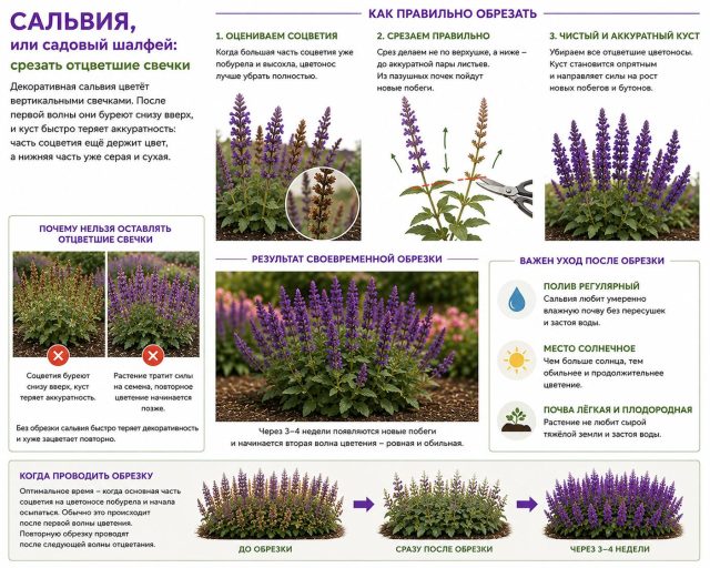 Схема обрезки садового шалфея Схема обрезки садового шалфея