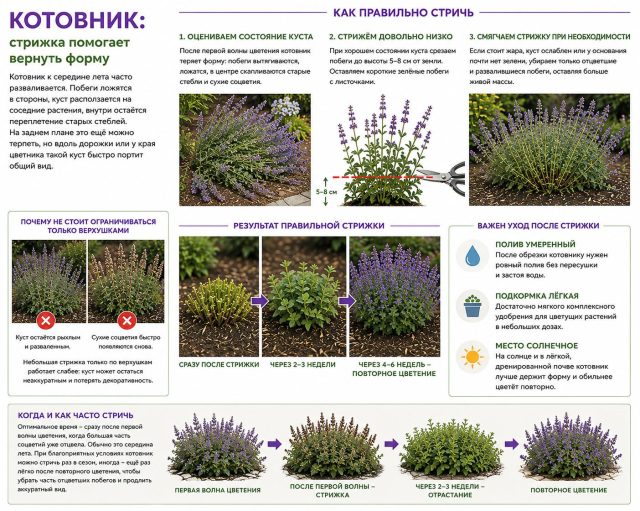 Схема обрезки котовника Схема обрезки котовника
