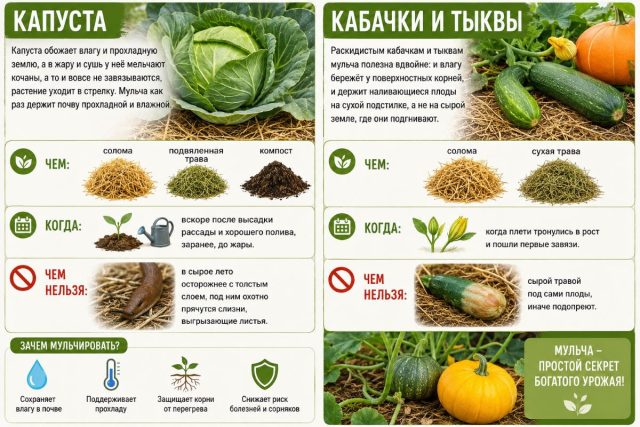Правильное мульчирование капусты, кабачков и тыквы Правильное мульчирование капусты, кабачков и тыквы