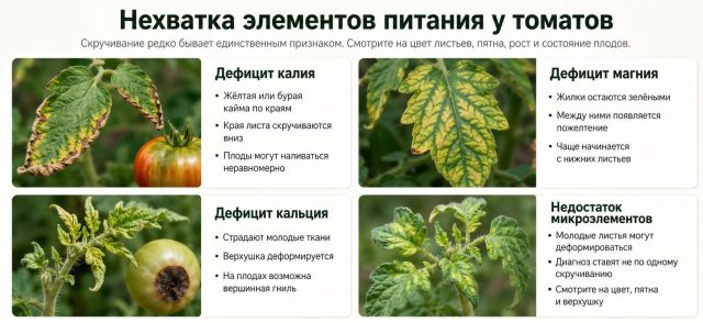 Симптомы нехватки элементов питания у томатов. Симптомы