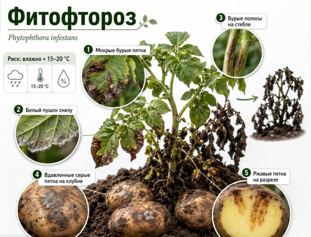Симптомы фитофтороза картофеля