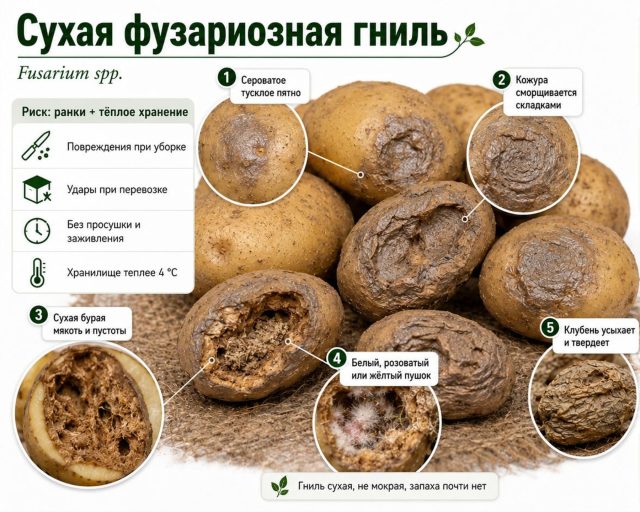 Сухая фузариозная гниль картофеля