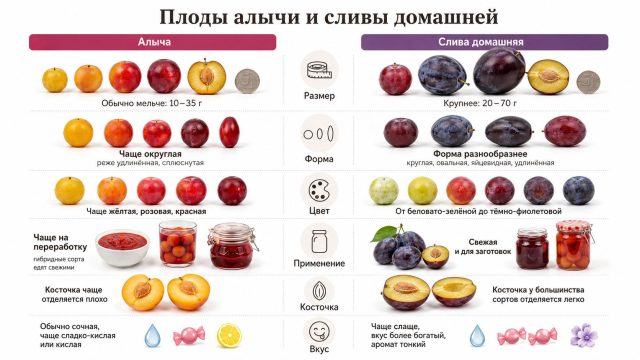 Сравнение плодов алычи и сливы Сравнение плодов алычи и сливы