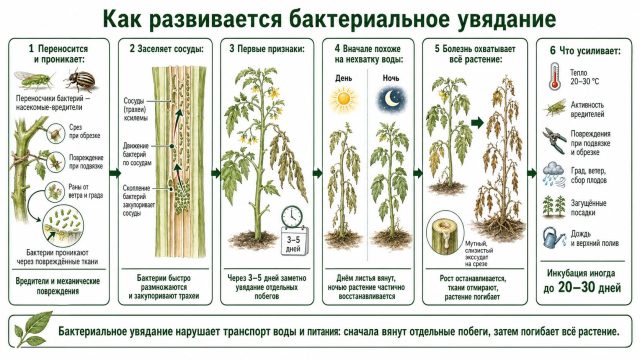 Как развивается бактериальное увядание Как развивается бактериальное увядание