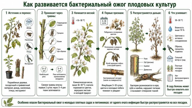 Как развивается бактериальный ожог плодовых культур Как развивается бактериальный ожог плодовых культур