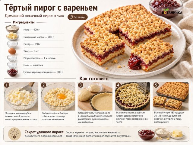 Тёртый пирог с вареньем Тёртый пирог с вареньем