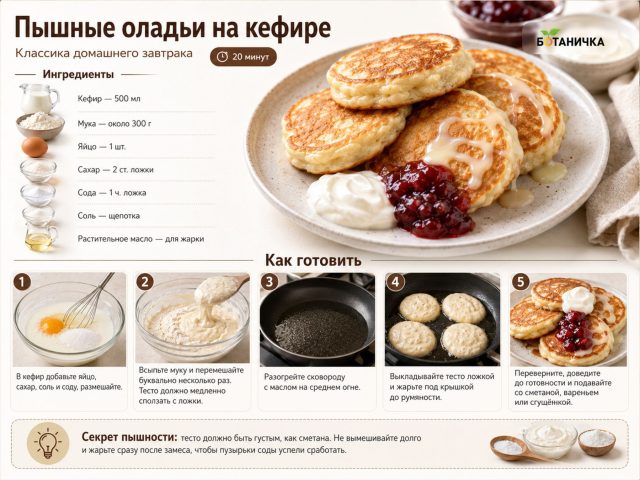 Пышные оладьи на кефире Пышные оладьи на кефире