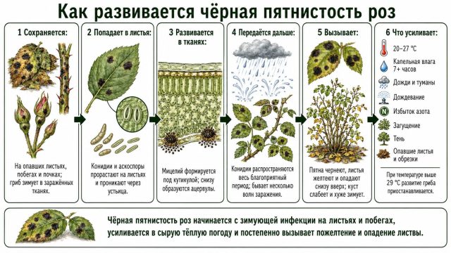 Как развивается чёрная пятнистость роз Как развивается чёрная пятнистость роз