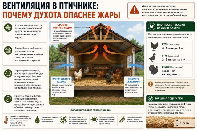 Вентиляция в птичнике: почему духота опаснее жары Вентиляция в птичнике: почему духота опаснее жары