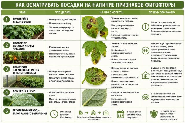 Чек-лист по осмотру посадок на наличие признаков фитофторы