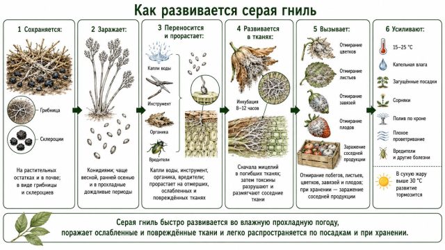 Как развивается серая гниль