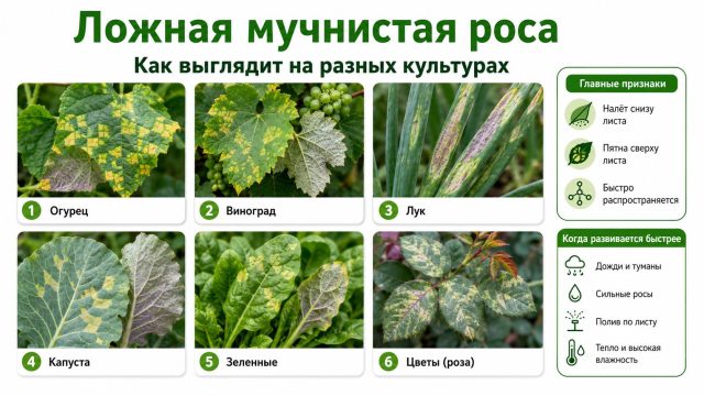 Как выглядит ложная мучнистая роса на разных культурах Как выглядит ложная мучнистая роса на разных культурах