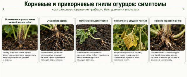 К общим признакам болезни относятся потемнение нижней части стеблей, размягчение тканей, развивающиеся некрозы, растрескивания, отмирание отдельных корней или всей корневой системы. К общим признакам болезни относятся потемнение нижней части стеблей, размягчение тканей, развивающиеся некрозы, растрескивания, отмирание отдельных корней или всей корневой системы.