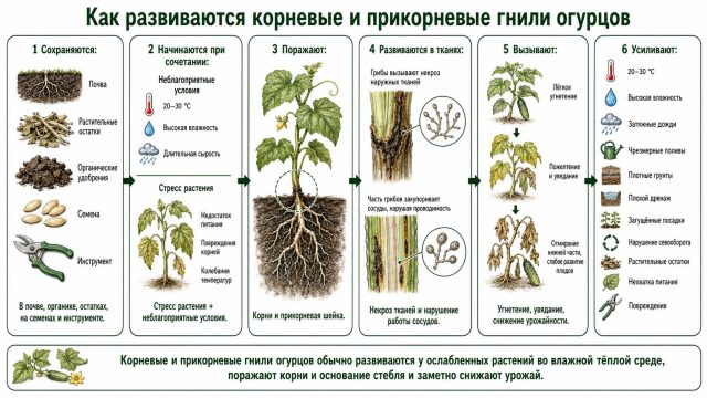 Как развиваются корневые и прикорневые гнили огурцов Как развиваются корневые и прикорневые гнили огурцов