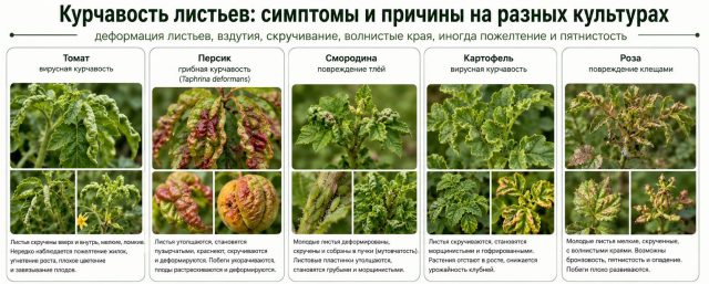 Симптомы курчавости листьев Симптомы курчавости листьев