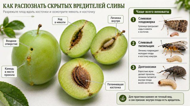 Вредители внутри плода сливы Вредители внутри плода сливы