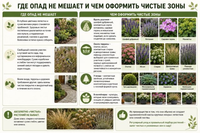 Где опад не мешает и чем оформить чистые зоны Где опад не мешает и чем оформить чистые зоны