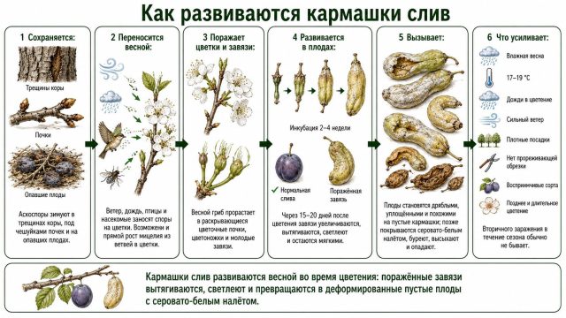 Как развиваются кармашки слив