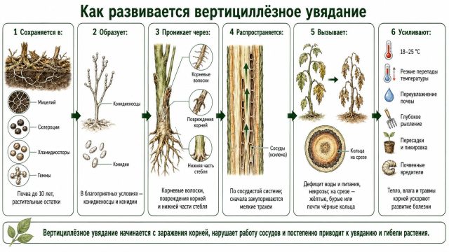 Как развивается вертициллёзное увядание