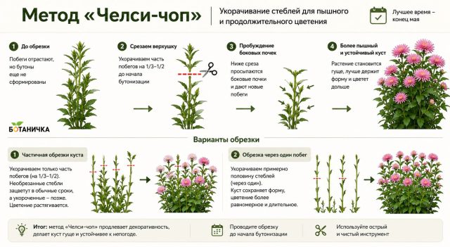 Укорачивание стеблей (метод «Челси-чоп») Укорачивание стеблей (метод «Челси-чоп»)